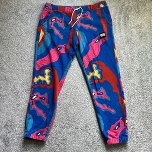 UGG Malachi Fleece Joggers Multicolor Swirl Drawstring Sweat Pants Unisex XL